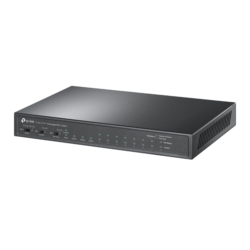 TP-Link TL-SL1311P 8-Port 10/100Mbps + 3-Port Gigabit Desktop Switch with 8-Port PoE+ 65W Fanless 11 Port Ethernet RJ45 SFP Network Switch Hub (Plug & Play) with Auto-Negotiation and Auto-MDI/MDIX Support TP LINK TPLINK