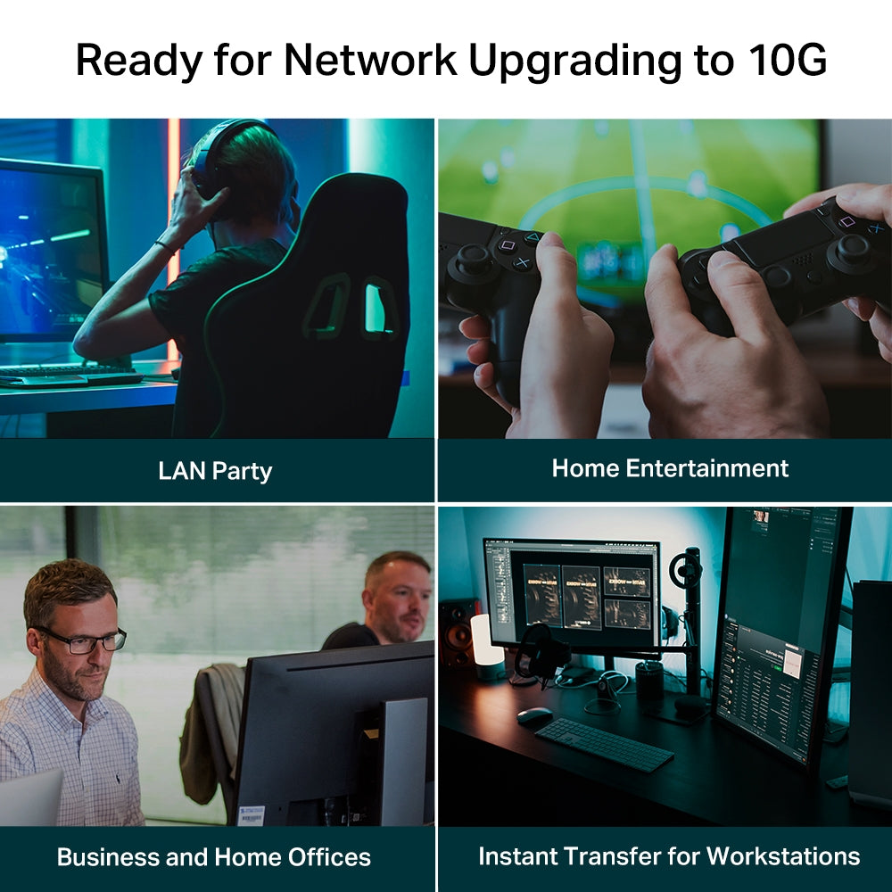 TP-Link TL-SX105 5-Port 10G Multi-Gigabit Desktop Switch (Unmanaged) Lightning Fast Connections, 5 x 10G Ethernet Ports, 100Gbps Switching Capacity, 74.4Mpps Forwarding Rate, Auto-negotiation for 5-speed, Plug & Play