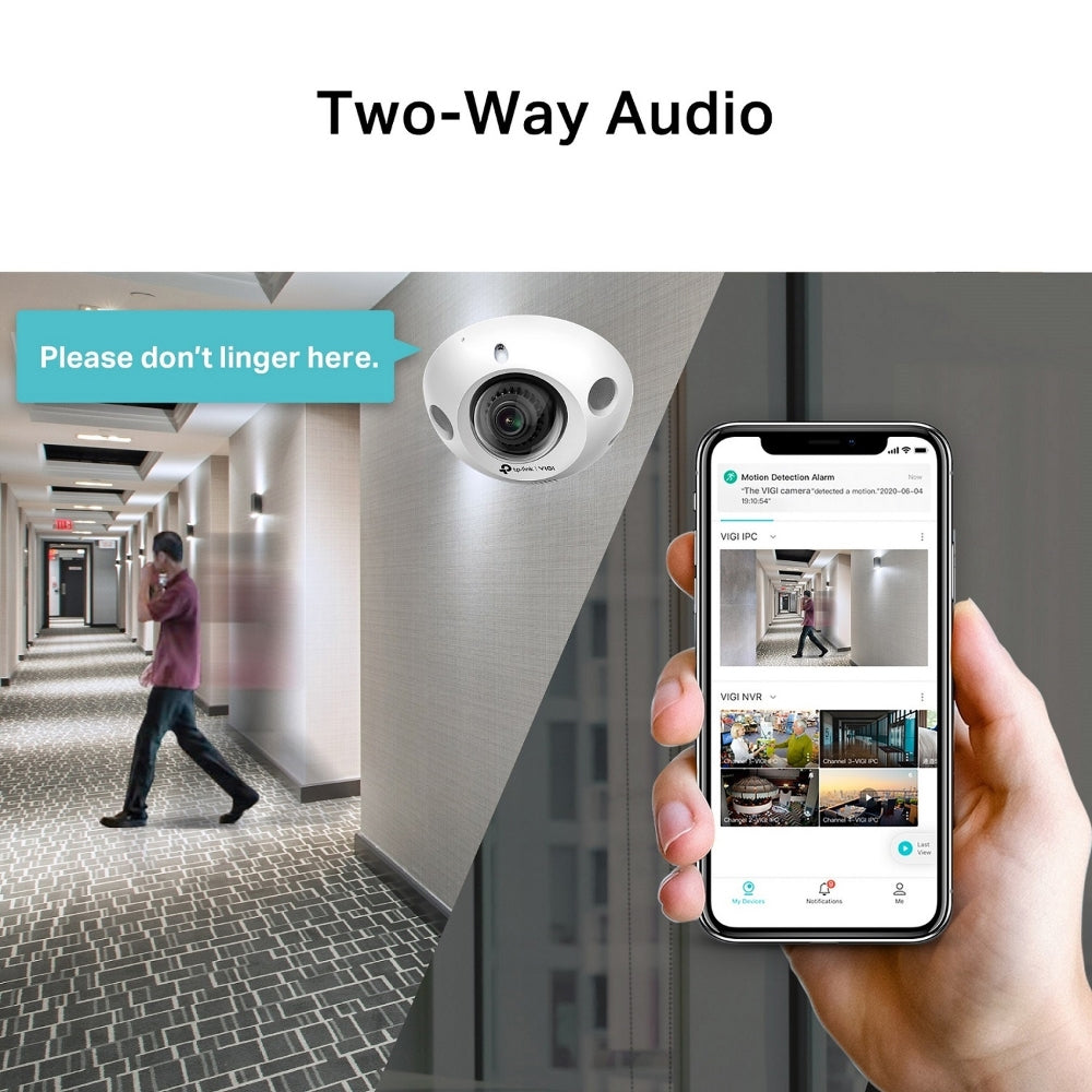 TP-Link VIGI C230I 3MP Mini IR Dome Network Camera IK08 Vandal-Proof Security Surveillance Camera with 128° Wide-Viewing Angle, IR Infrared Night Vision, Two-Way Audio, Smart Detection, Remote Monitoring CCTV TP LINK TPLINK