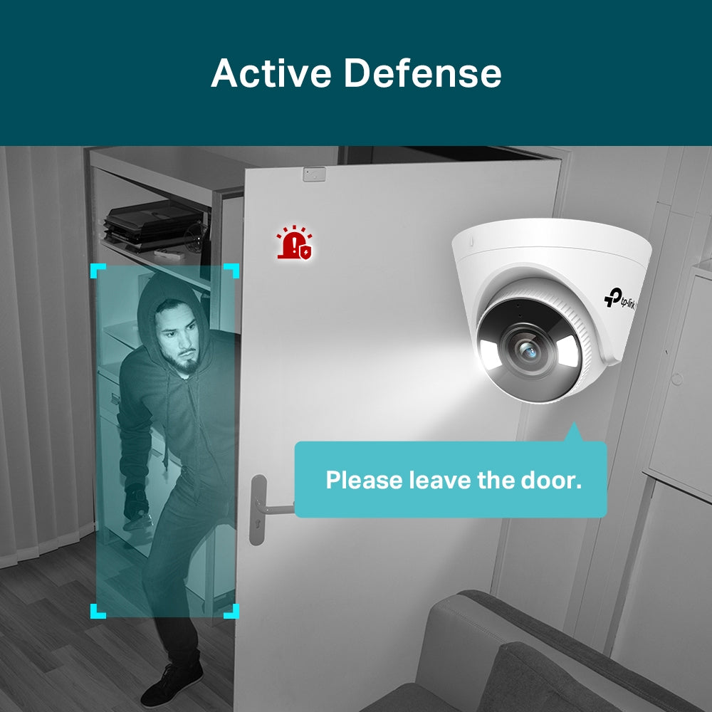 TP-Link VIGI C450 Full Color 5 Megapixel 2.8MM 4MM Lens Turret Network Security Surveillance Camera w/ SMART Detection, True WDR, Onboard Storage, 2-Way Audio, Active Defense, Smart Video Enhancement, H.265+ Video Coding and Corridor Mode