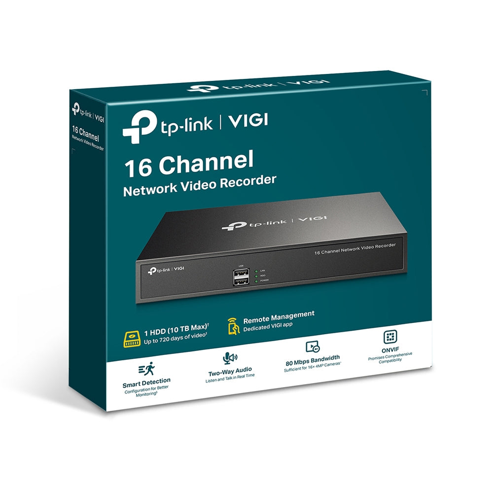 TP-Link VIGI NVR1016H 16-Channel 4K NVR | H.265+ Compression, Remote Monitoring, Two-Way Audio 24/7 Recording CCTV NVR TP LINK TPLINK