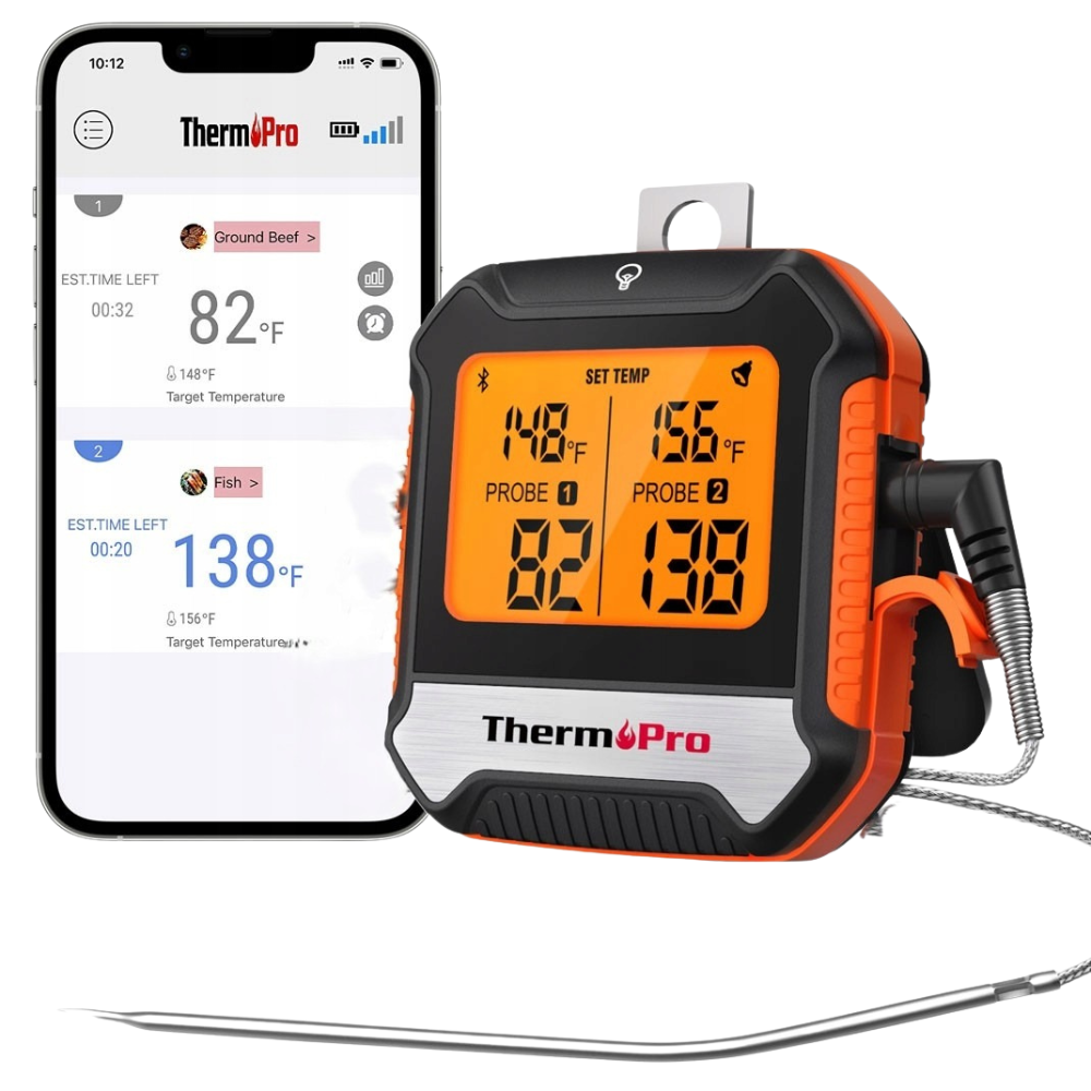 ThermoPro Single / Dual Probe Digital Meat Thermometer for Oven, Grill, Sous Vide, BBQ, Smoker, Rotisserie, Smart Kitchen Cooking with 14°F to 572°F Temperature, Bluetooth Connectivity, 450ft Remote Range | TP901 | TP902 | TP903 | TP904