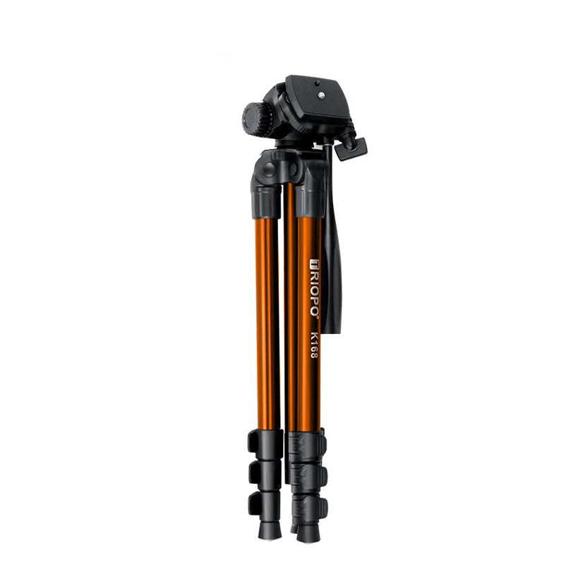 Triopo K168 4-Section Camera Tripod with 55" Max Height, 8Kg Max Payload and QR Quick Release Plate Mount for Professional Photography and Videography (Black)