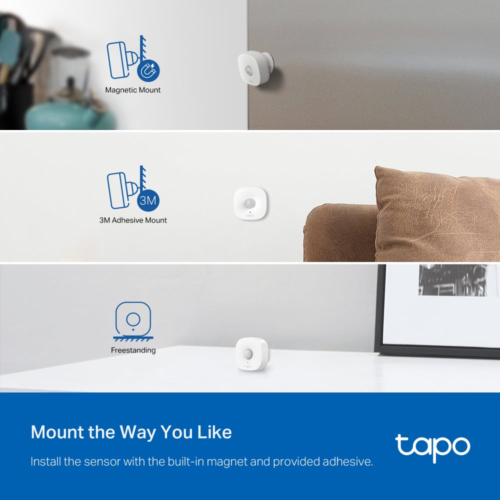 TP-Link Tapo T100 Smart Motion Sensor with 3 Levels, 7 Meters Max Detection Distance, Instant Alerts and Application Notifications for Home Security