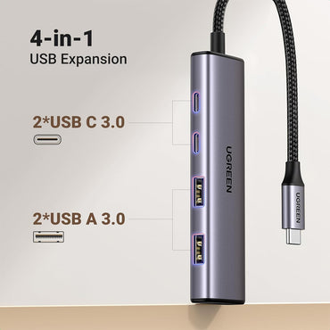 UGREEN 4 Port USB C Hub Multiport USB C & USB A 3.0 Adapter with 5Gbps Data Transmission Rate for PC, Desktop Computer, Laptop, MacBook, iMac, Tablet,  Mouse, Keyboard, Card Reader, etc. - Supports Windows, macOS, Linux, | 15395