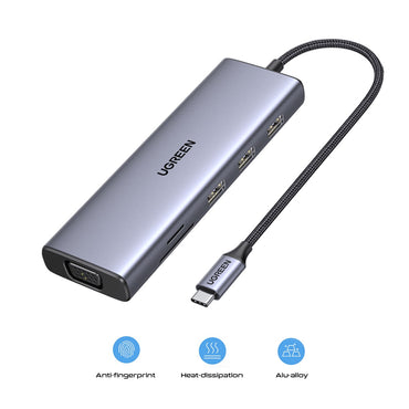 UGREEN Multifunctiol 9-in-1 USB C Hub with 4K HDMI VGA Video Converter, 100W PD Type C Fast Charger, 1000Mbps RJ45 Ethernet, SD / TF Memory Card Reader Slots, and 5Gbps High-Speed USB 3.0 Ports for Computer Laptop Phone MacBook iMac iPad