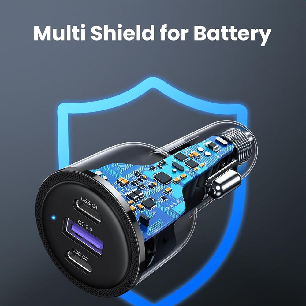 UGREEN 69W PD 3 Port Type C / USB A Fast Car Charger for Mobile Phone Quick Car Charger | 20467