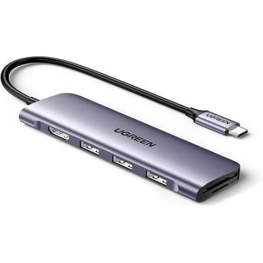 UGREEN 6-in-1 USB C Multifunctional Hub with 3-Port USB 3.0, 4K UHD HDMI Adapter, SD & MicroSD Card Reader, 5Gbps Transmission Rate for MacBook, PC, Laptop, Tablet, Phone, etc. - Supports Windows, macOS, Linux, Chrome OS, Android | 20956A