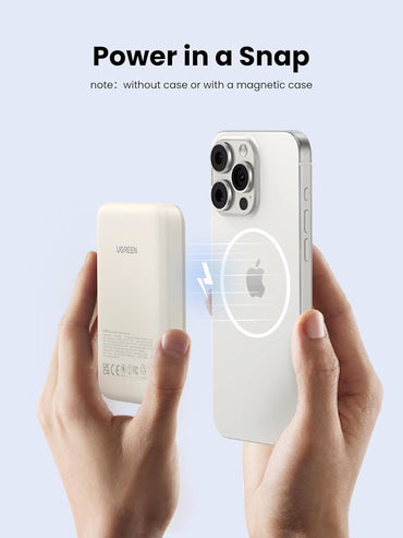 UGREEN 10000mAh Slim Magnetic Power Bank with PD 20W USB Type C and 15W Wireless Fast Charging for iPhone MagSafe Mobile Phone Smartphone Cellphone - Chargers and Powerbanks