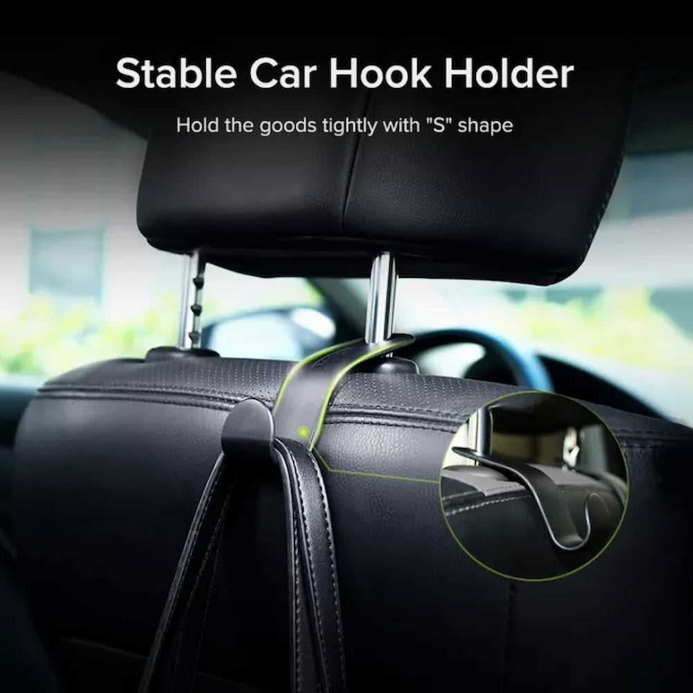 Ugreen 2pcs Universal Headrest Hook Car Organizer Seat Hangers with Up to 20kg Max Payload for Bag, Umbrella, Coat, Grocery Bags - Car Interior Accessories | 30337