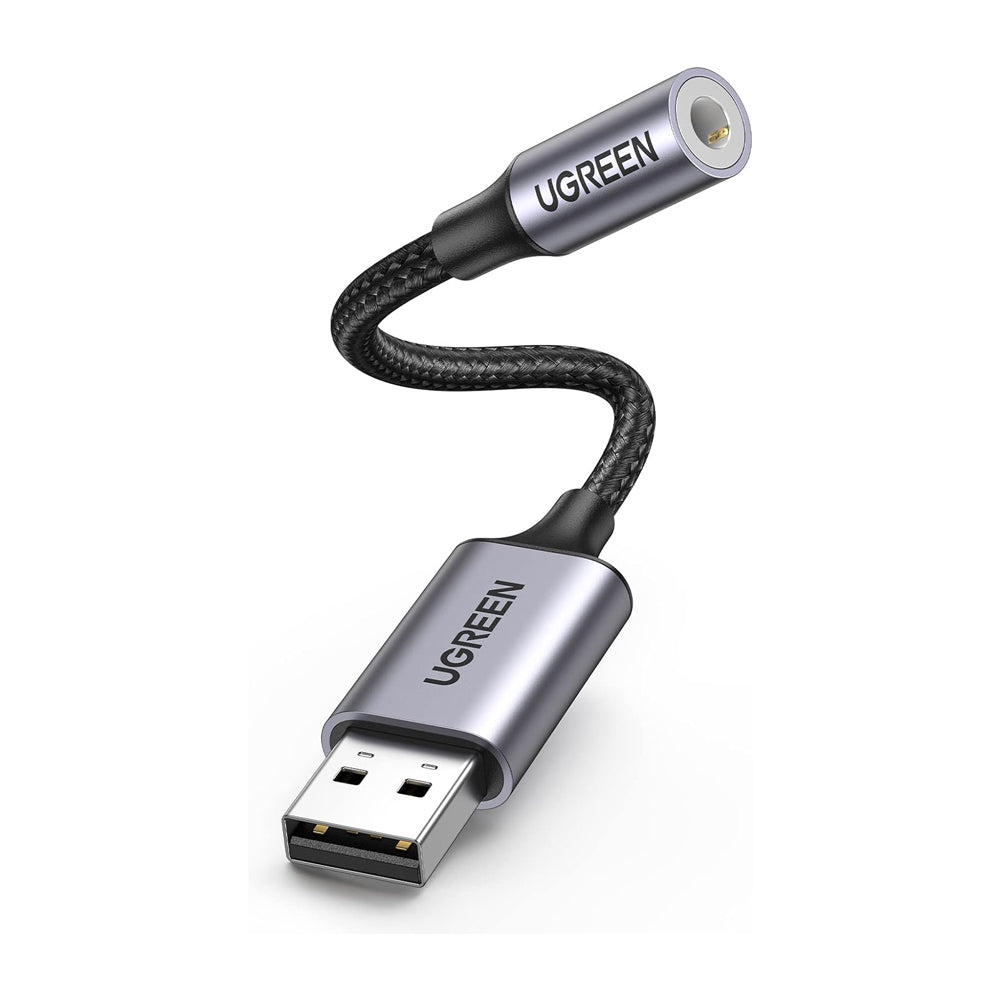 UGREEN 3.5mm Aux Female to USB-A Male Braided Audio Adapter Cable for PC, Laptop, Tablet, Phone, Speaker, Headphone, Earphone, etc. - Supports Windows, macOS, Linux, Android | 30757