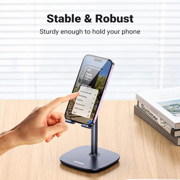 UGREEN Adjustable Desk Phone Holder Stand with Weighted Base for iPhone, Samsung Galaxy, Huawei, Oppo, Vivo, Xiaomi, Android Smartphone, etc. (Black) | 60324