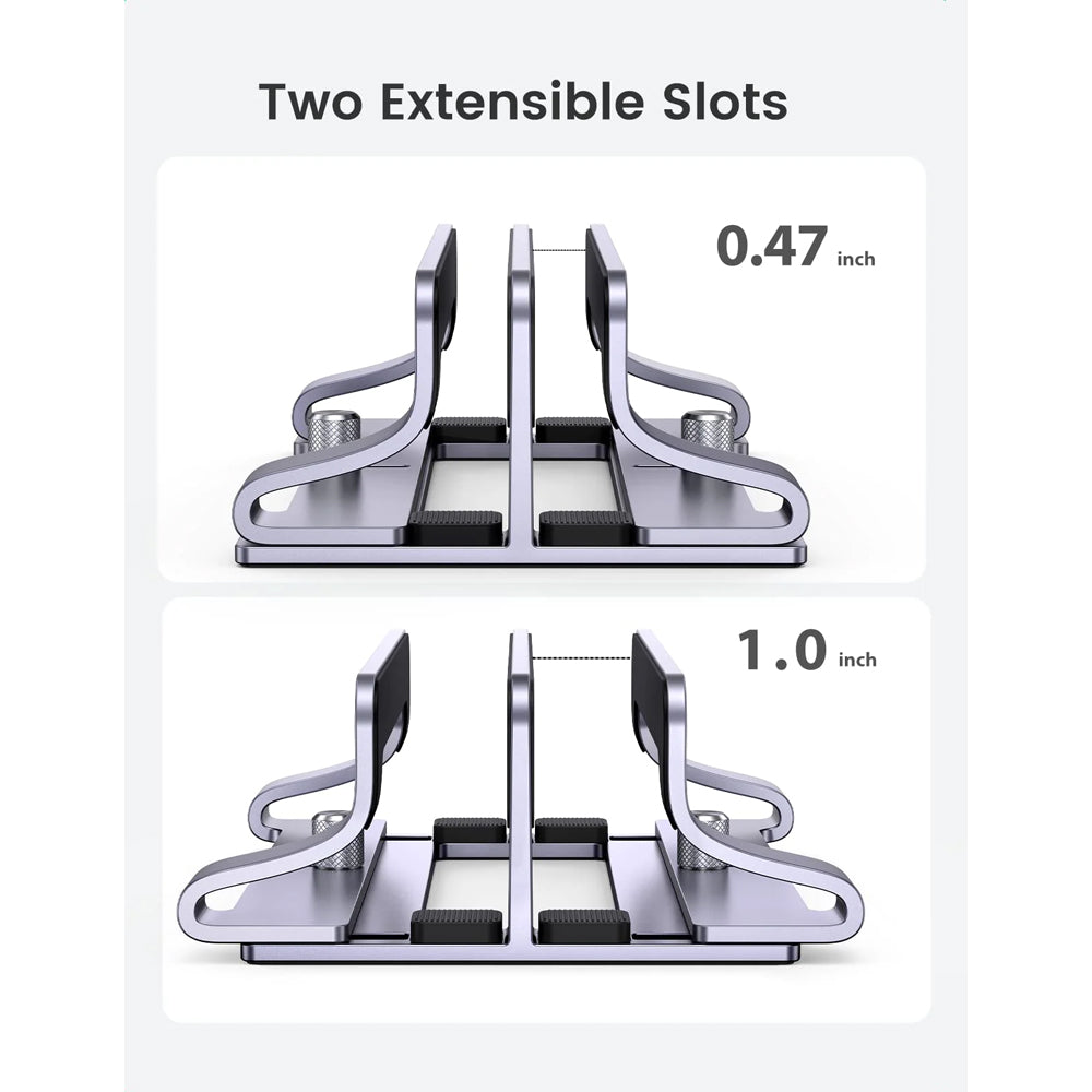 Ugreen Aluminum Vertical Laptop Stand with Dual Adjustable Slots for Desktop, Laptop, Tablet, Smartphone, iPad, MacBook | 60643