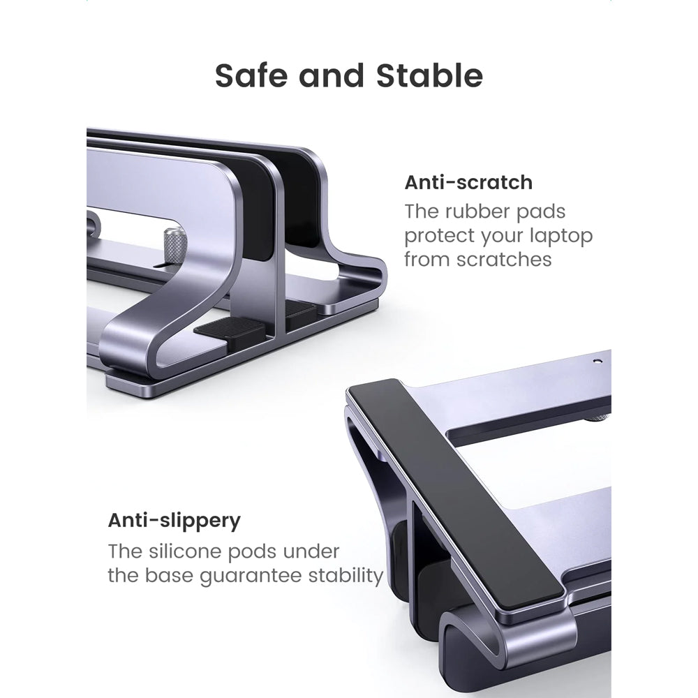 Ugreen Aluminum Vertical Laptop Stand with Dual Adjustable Slots for Desktop, Laptop, Tablet, Smartphone, iPad, MacBook | 60643