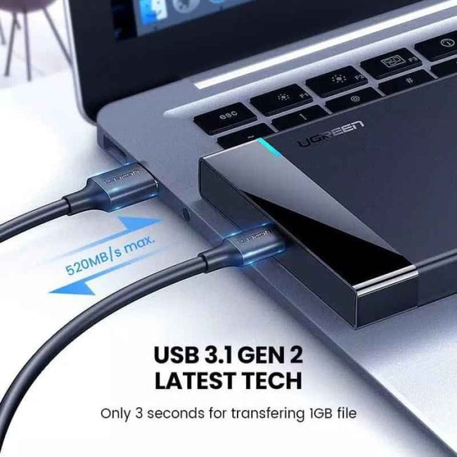 UGREEN SATA External Hard Drive Enclosure HDD SSD USB C 2.5-inch, 6Gbps Transfer Rate with USB A 3.0 + USB C to USB C 3.1 Cable for Windows, macOS, Linux | 60735