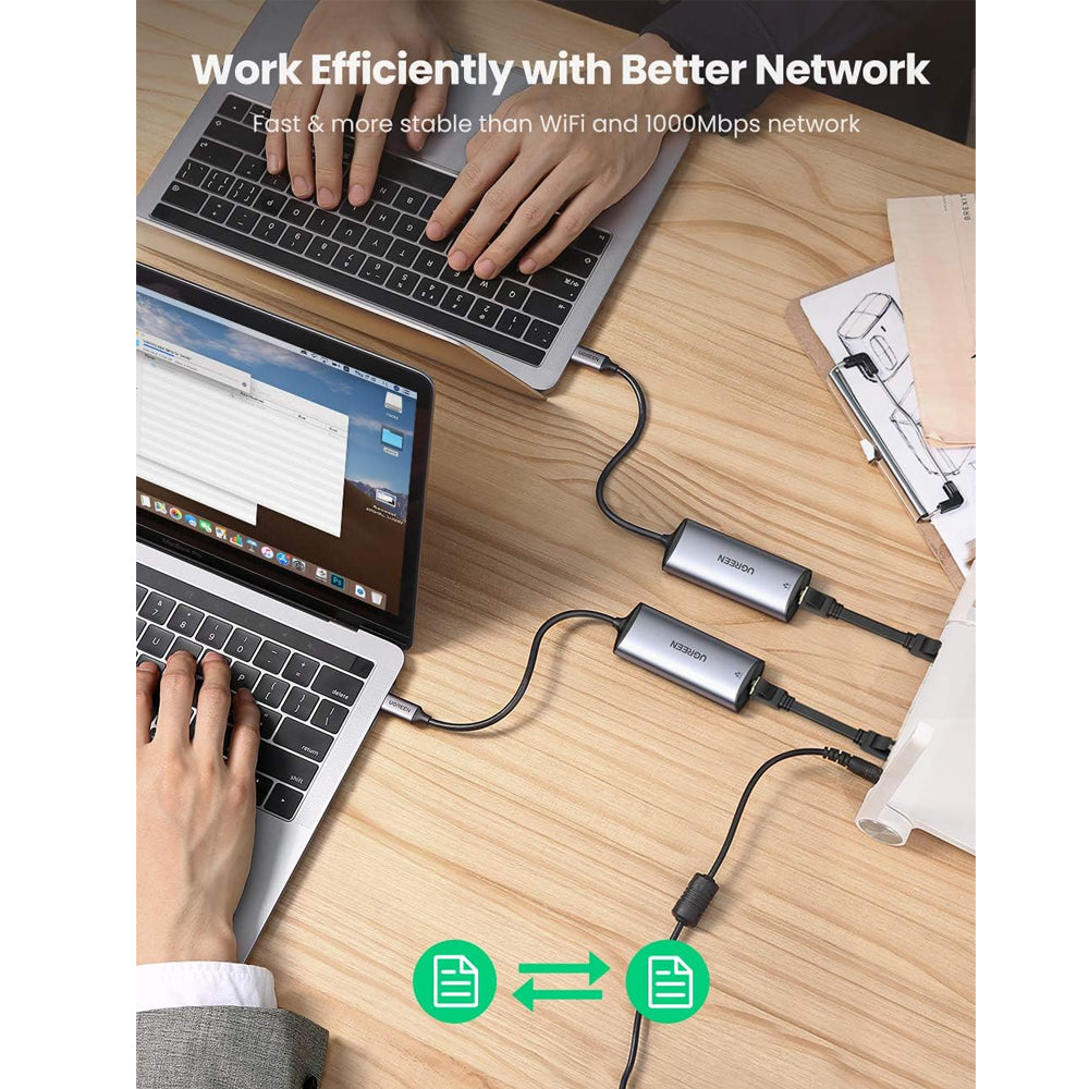 UGREEN RJ45 to USB C 2.5G Gigabit Ethernet Network Cable Adapter with 2500Mbps High-Speed Transmission Rate for PC, Notebook Computer, Laptop, MacBook, iMac, iPad Pro, etc. - Support Windows, macOS, iOS | 70446