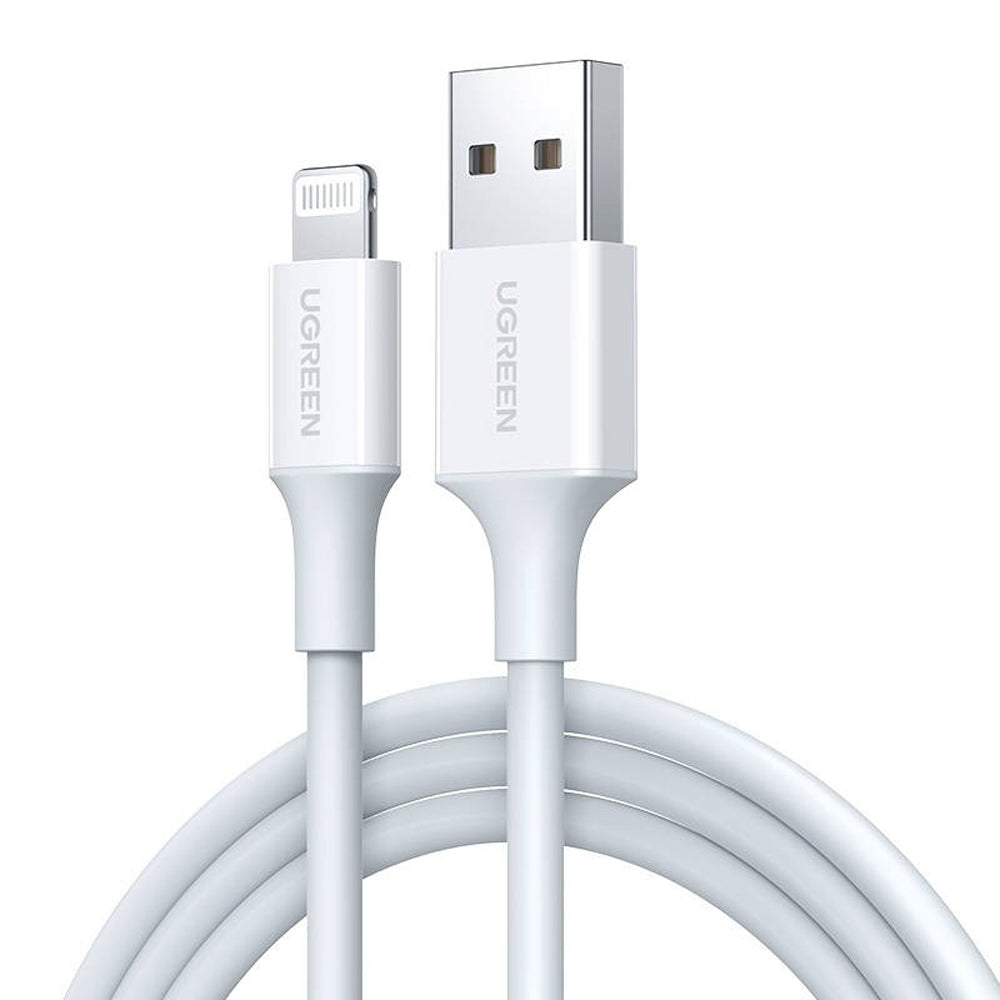 UGREEN USB-A to Lightning Cable 480Mbps Data Charging Cord Nickel Plating ABS Shell (1.5-Meters) (White) | 80315