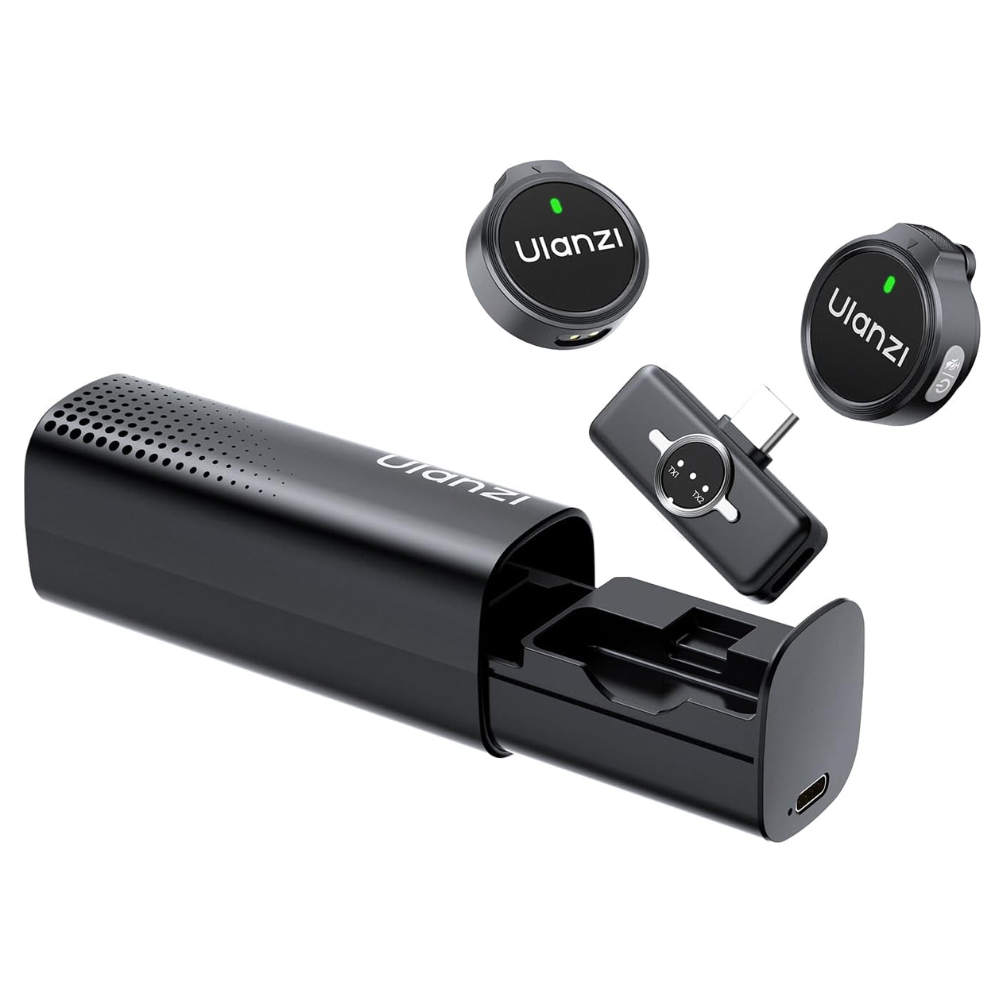 Ulanzi A21 Dual Wireless Lavalier Mic for Smartphone USB-C/Lightning w/ 32kHz/24-Bit, AI Noise, 36H