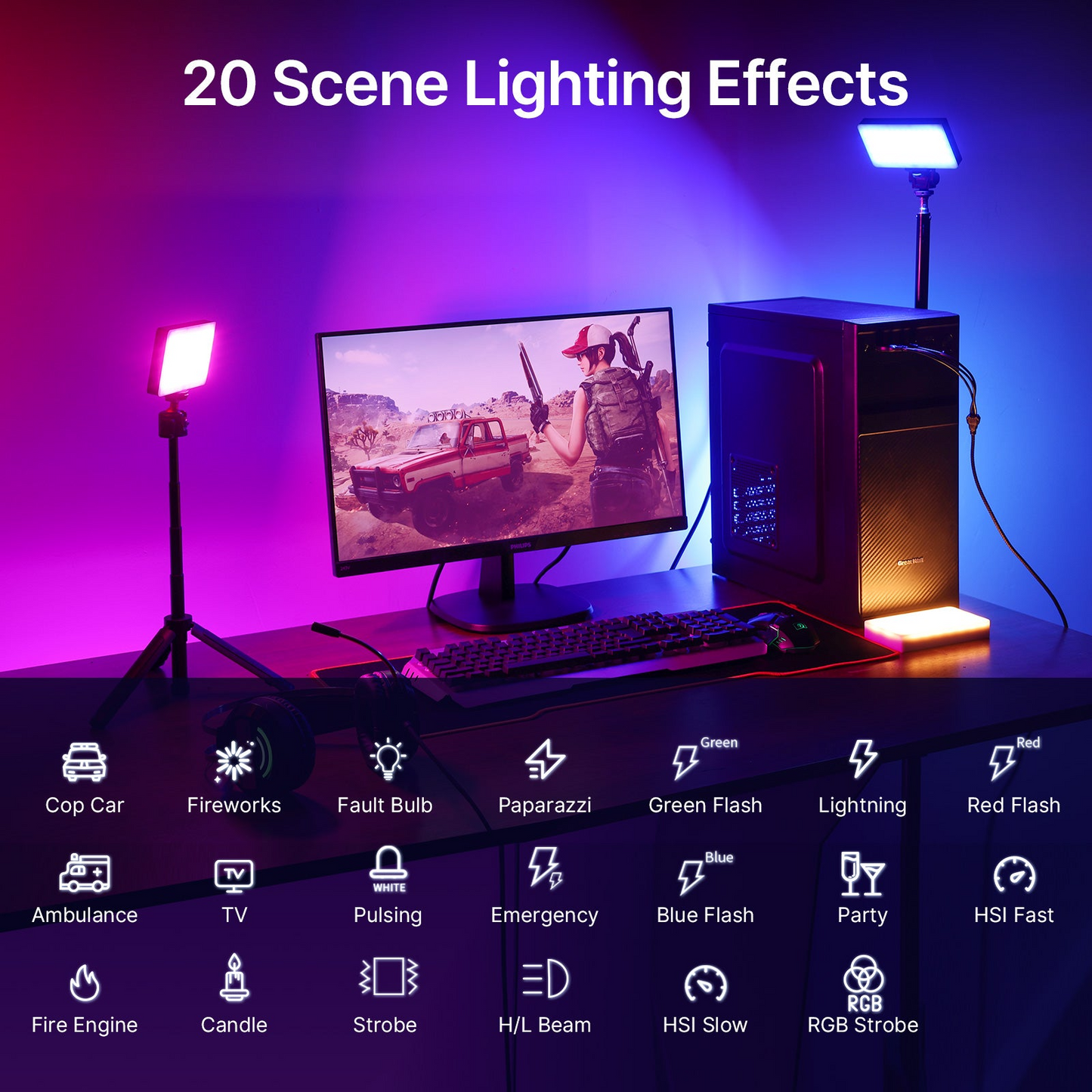 Ulanzi LT002 7" RGB LED Video Light 2500K-9000K Pocket Fill Light with 120 Degree Lighting Angle, 10W 4000mAh Battery Capacity, Scene Light Effects, 1.5m Type C Power Cable, Soft Light Hood, Honeycomb Cover & Magnetic Patch B01002