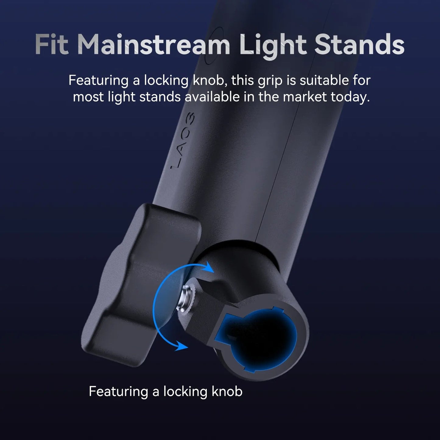 Ulanzi LA03 Universal Light Stand Adaptor and Pistol Handle Grip with 1/4" Screw, 2Kg Max Capacity and 75 Degree Angle Adjustment for Video Light, Umbrella, Softbox | L050GBB1