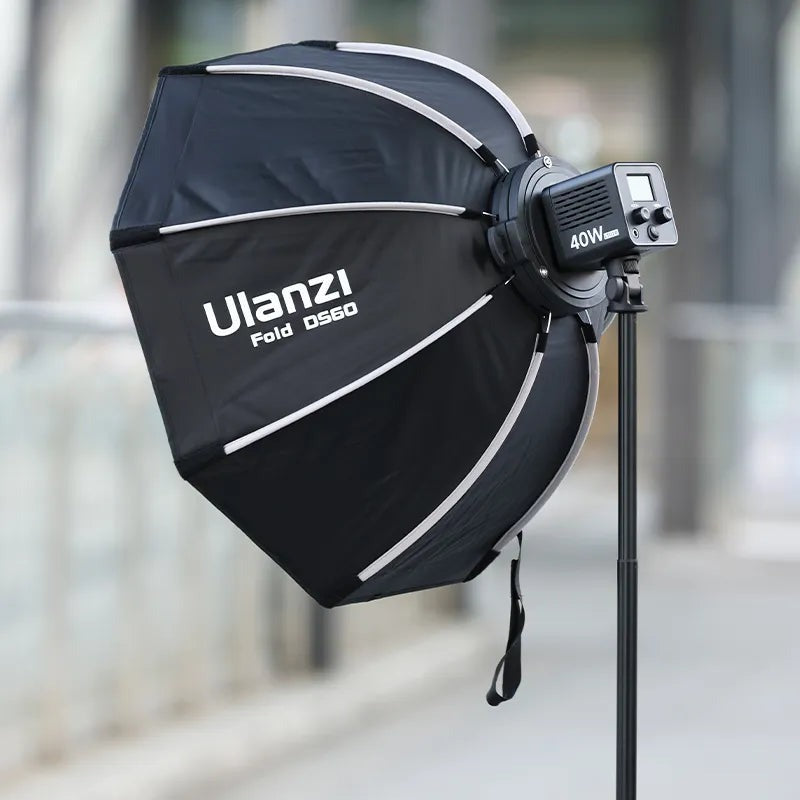 Ulanzi 60cm / 40cm Mini Bowens Mount Quick Release Octagol Softbox with Light Diffuser and Grid for Photography Studio Lighting Vlogging Live Streaming Video Content Creators