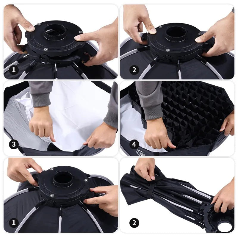 Ulanzi 60cm / 40cm Mini Bowens Mount Quick Release Octagol Softbox with Light Diffuser and Grid for Photography Studio Lighting Vlogging Live Streaming Video Content Creators