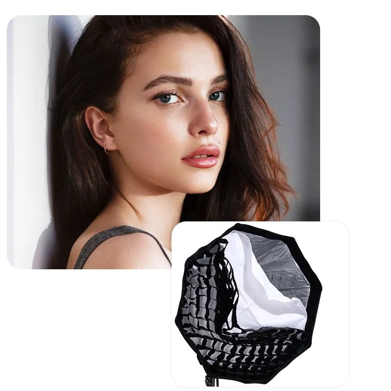 Ulanzi 60cm / 40cm Mini Bowens Mount Quick Release Octagol Softbox with Light Diffuser and Grid for Photography Studio Lighting Vlogging Live Streaming Video Content Creators