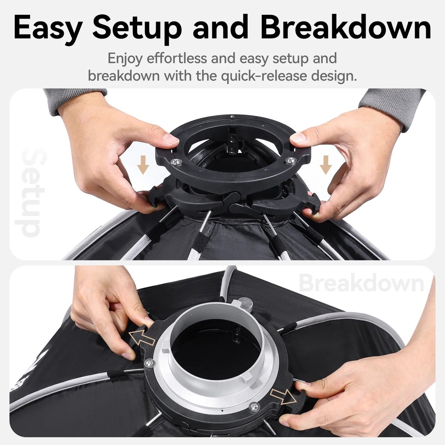 Ulanzi 80cm / 60cm Bowens Mount Quick Release Octagol Softbox with Light Diffuser and Grid for Photography Studio Lighting Vlogging Live Streaming Video Content Creators