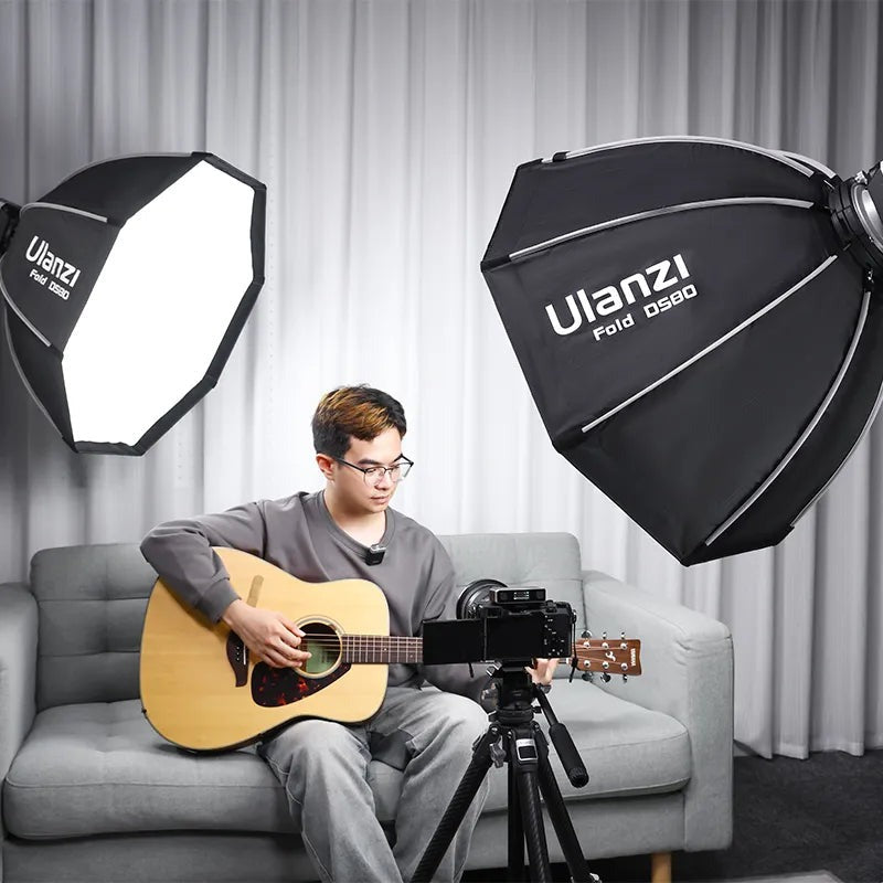 Ulanzi 80cm / 60cm Bowens Mount Quick Release Octagol Softbox with Light Diffuser and Grid for Photography Studio Lighting Vlogging Live Streaming Video Content Creators