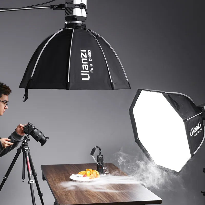 Ulanzi 80cm / 60cm Bowens Mount Quick Release Octagol Softbox with Light Diffuser and Grid for Photography Studio Lighting Vlogging Live Streaming Video Content Creators