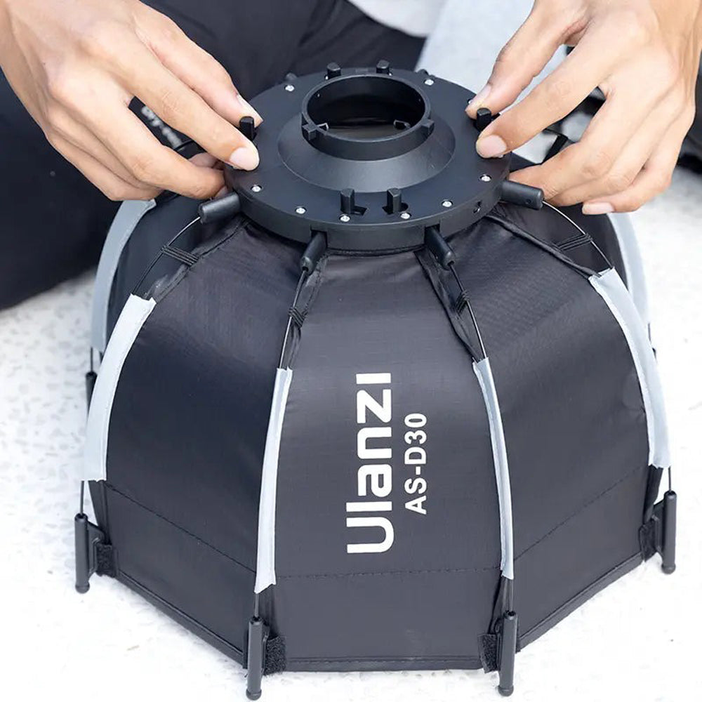 Ulanzi AS-D30 30cm Octagonal Softbox with Mini Bowens Mount Grid, Inner and Front Diffuser, Fabric Grid, Carrying Bag for LT028 40W And LT005 60W Video Light | L083GBB1