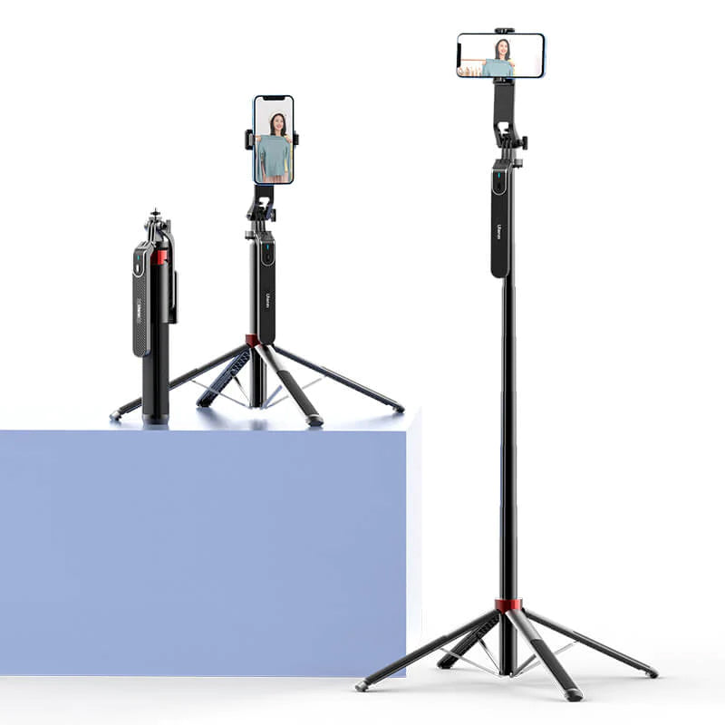 Ulanzi MA09 Selfie Stick with Detachable Bluetooth Remote Control, Phone Clip, and GoPro Action Camera Mount, 30cm to 180cm Retractable Length, 1/4" Standard Thread | M013GBB1