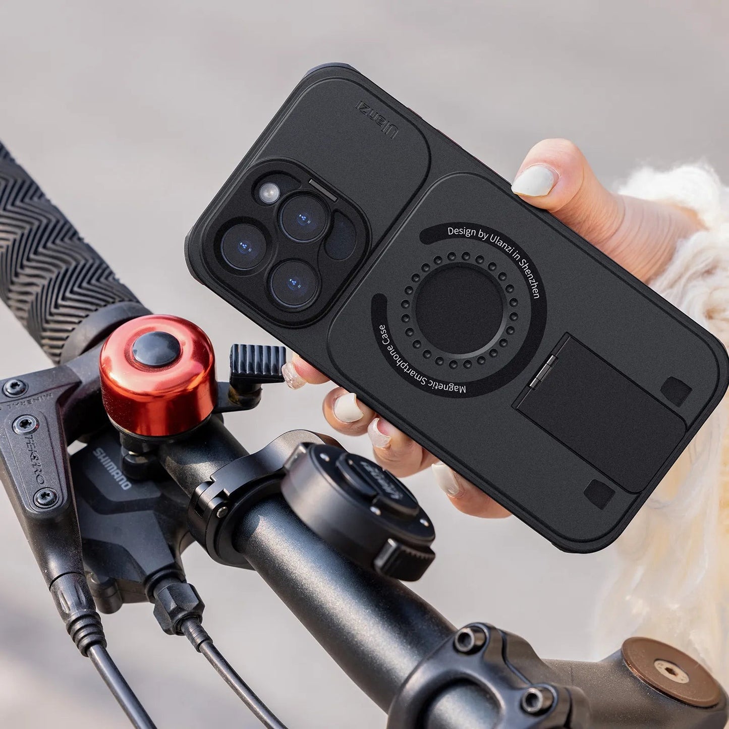 Ulanzi O-LOCK Case for iPhone 15 Pro / Pro Max - Magnetic Smartphone Case with Quick Release Locking Mount for O-LOCK Modules and Accessories, Built-In Phone Stand, TF/SIM Card and Ejector Pin Tray, and 52mm MagFilter Adapter (Optiol)