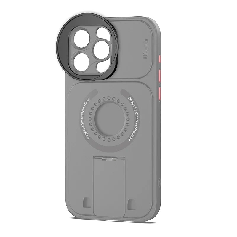 Ulanzi O-LOCK Case for iPhone 15 Pro / Pro Max - Magnetic Smartphone Case with Quick Release Locking Mount for O-LOCK Modules and Accessories, Built-In Phone Stand, TF/SIM Card and Ejector Pin Tray, and 52mm MagFilter Adapter (Optiol)