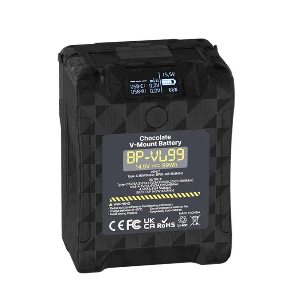 Ulanzi BP-VL99 26000mAh Portable V-Mount Battery with 65W Max PD Fast Charging, D-Tap and USB Type-C Ports, USB-A and AC Outputs with OLED Display and 8 Built-In Protection Mechanisms | P004CND1