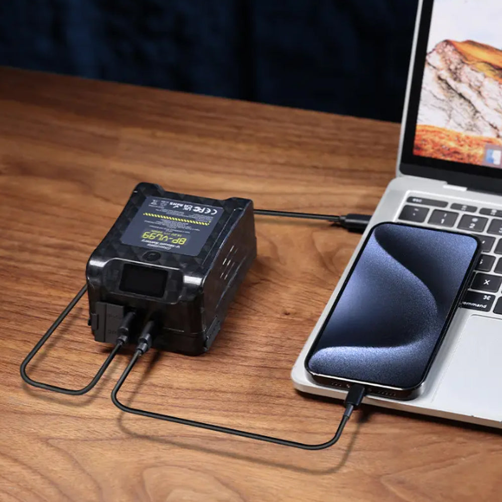 Ulanzi BP-VL99 26000mAh Portable V-Mount Battery with 65W Max PD Fast Charging, D-Tap and USB Type-C Ports, USB-A and AC Outputs with OLED Display and 8 Built-In Protection Mechanisms | P004CND1