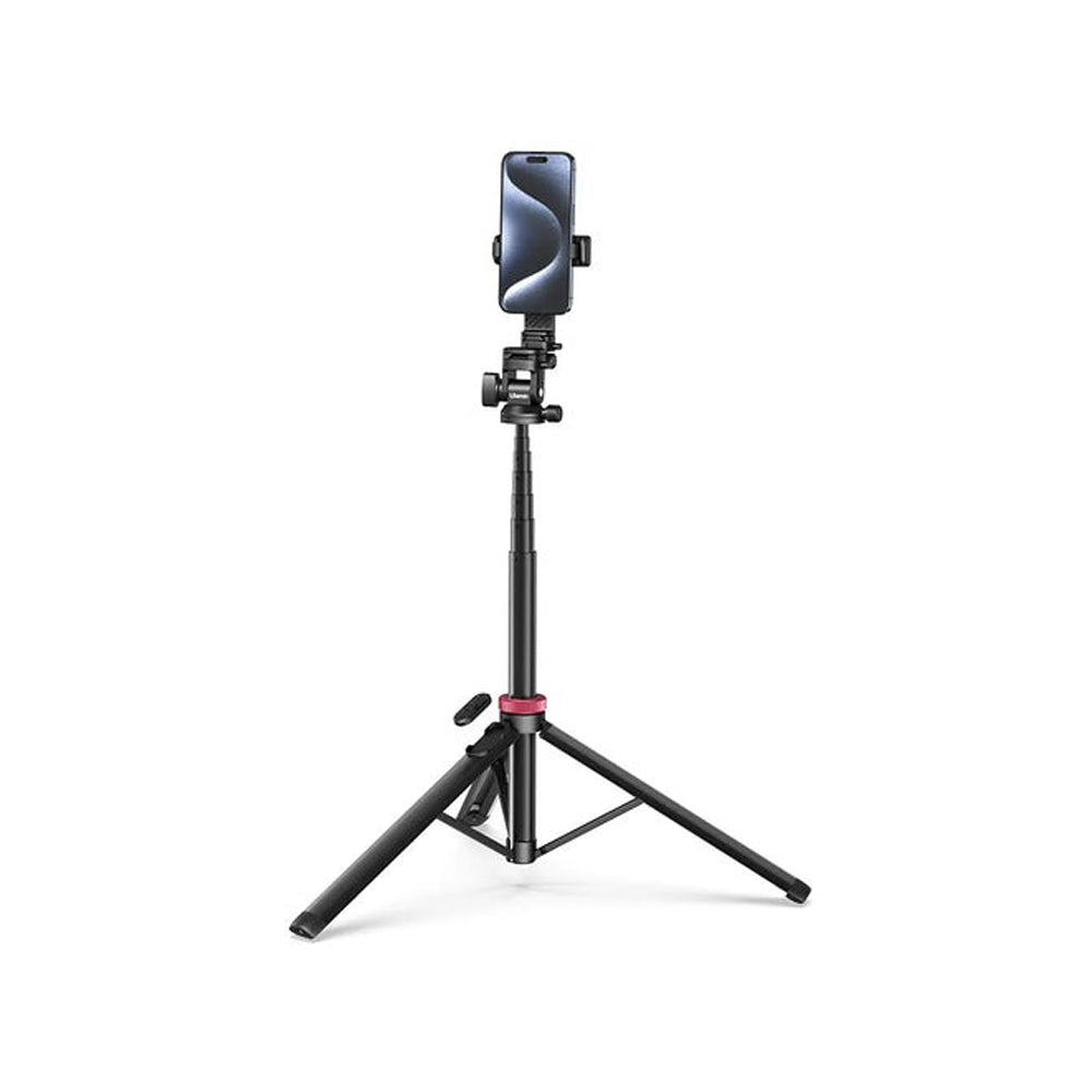 Ulanzi MT-78 Quick Release Camera Tripod with Cold Shoe Mounting System, Smartphone Holder, Remote Shutter Button, and 7-Section Extendable Height up to 185cm for Live Streaming, Vlogging, Photography, and Video Content Creation