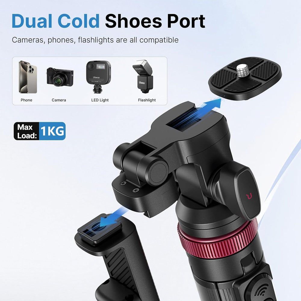 Ulanzi MT-78 Quick Release Camera Tripod with Cold Shoe Mounting System, Smartphone Holder, Remote Shutter Button, and 7-Section Extendable Height up to 185cm for Live Streaming, Vlogging, Photography, and Video Content Creation