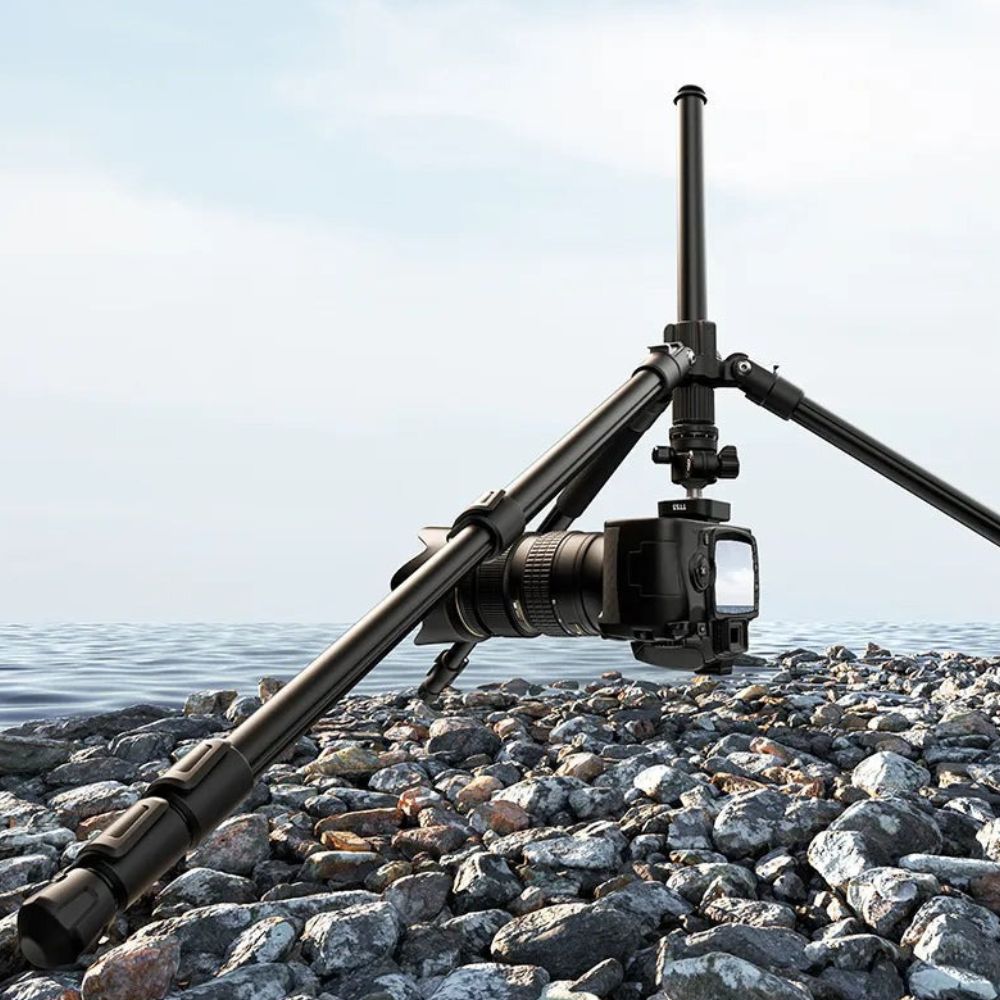 Ulanzi TT53 Traveler Tripod Reverse Folding Leg Uka Quick Release Plate with Side-Mounted 1/4" ARRI Locating Holes, 360° Rotation for Landscape to Portrait Shots, Up to 3kg Ball Head & 8kg Leg Support for DSLR, Mirrorless, Cinema Camera