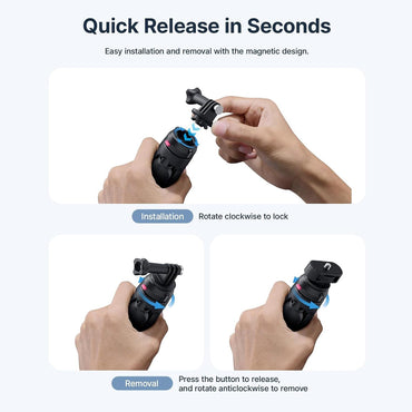 Ulanzi JJ-01 Go Quick II Magnetic Flexible Camera Tripod with Quick Release Action Camera Mount and 1/4"-20 Adapter for GoPro DJI Insta360 and Smartphone Holders | T121GBB1