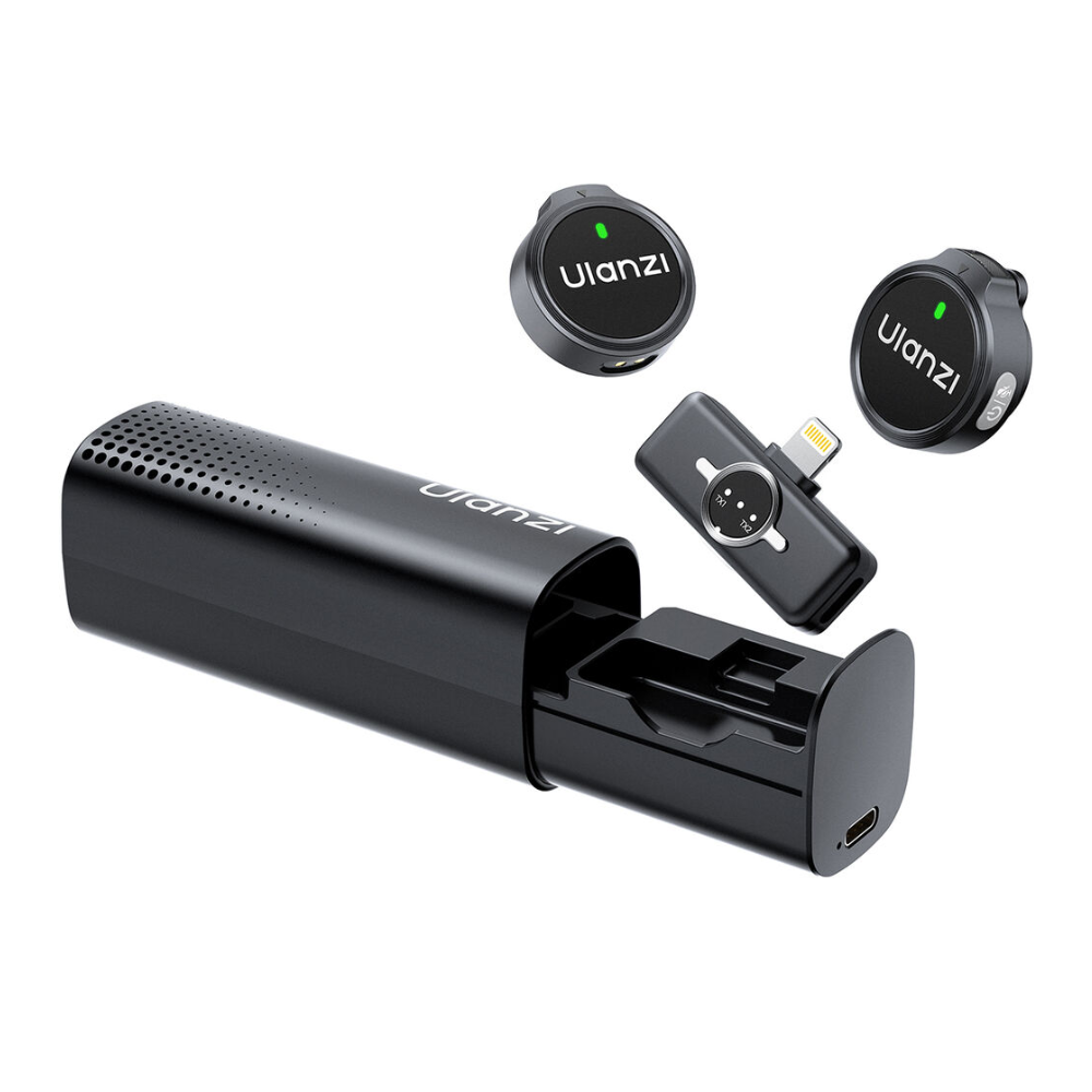 Ulanzi A21 Dual Wireless Lavalier Mic for Smartphone USB-C/Lightning w/ 32kHz/24-Bit, AI Noise, 36H