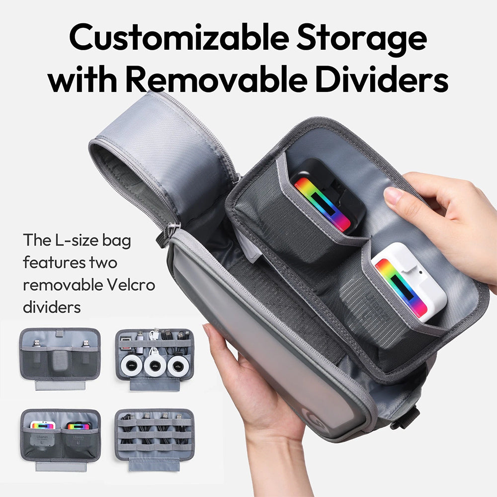 Ulanzi BP15 SeeClear Tech Pouch Kit Compact Organizer Storage Bag with Removable Dividers, Splashproof, Elastic Strap for Digital / Action Cameras, Pocket Sized LED Lights, Mini Tripods, Camera Batteries & Accessories | B168 | B169 | B170