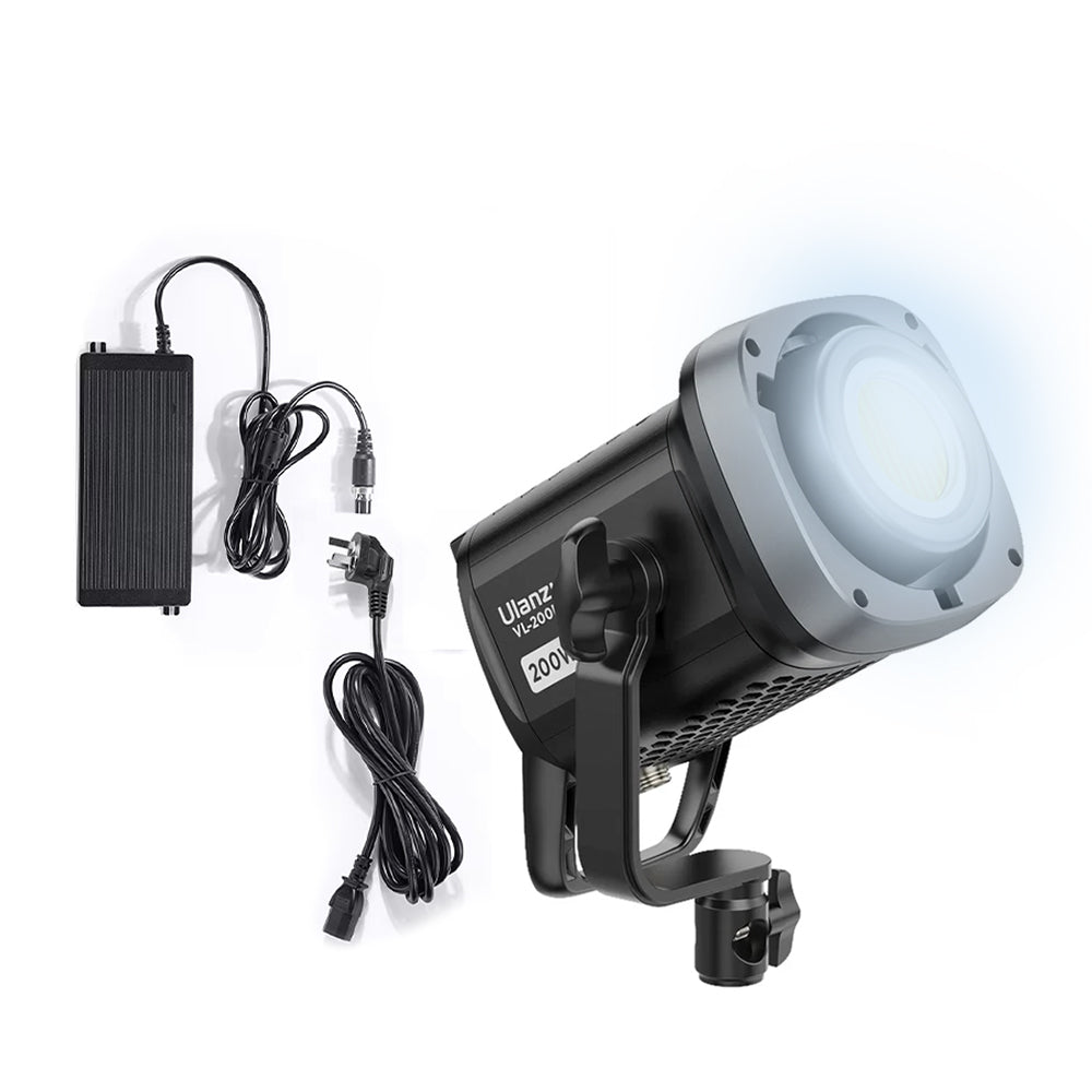 Ulanzi 200W Bi-Color LED Video Light 2700K-6500K CCT CRI 95+ with V-Mount Battery Plate, Bowens Accessory Mount, LCD Display, Built-In Dimming Control Knob, and 360° Rotate L-Stand for Studio Lighting Equipment VL-200Bi