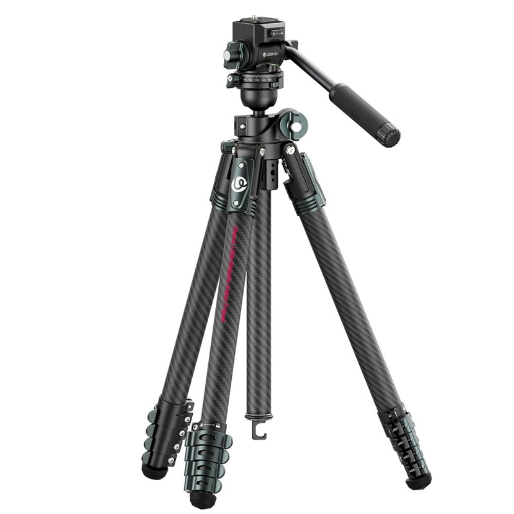 Ulanzi JJ06 / JJ05 Carbon Fiber Travel Video Tripod with Overhead Arm Ball Head, 18KG Max Payload, Fluid Head, 360° Panoramic Rotation, UKA QR System, Built-in Screwdriver Handle for Photography Videography | T081 | T140 JG Superstore
