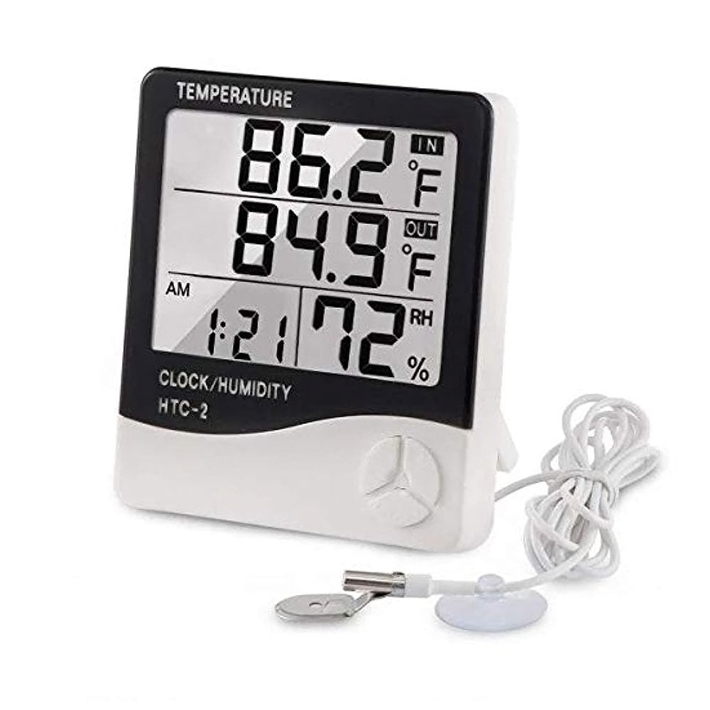 EagleTech HTC-2 Version 2 Digital LCD Temperature Humidity Meter Clock Hygrometer Thermometer Indoor and Outdoor