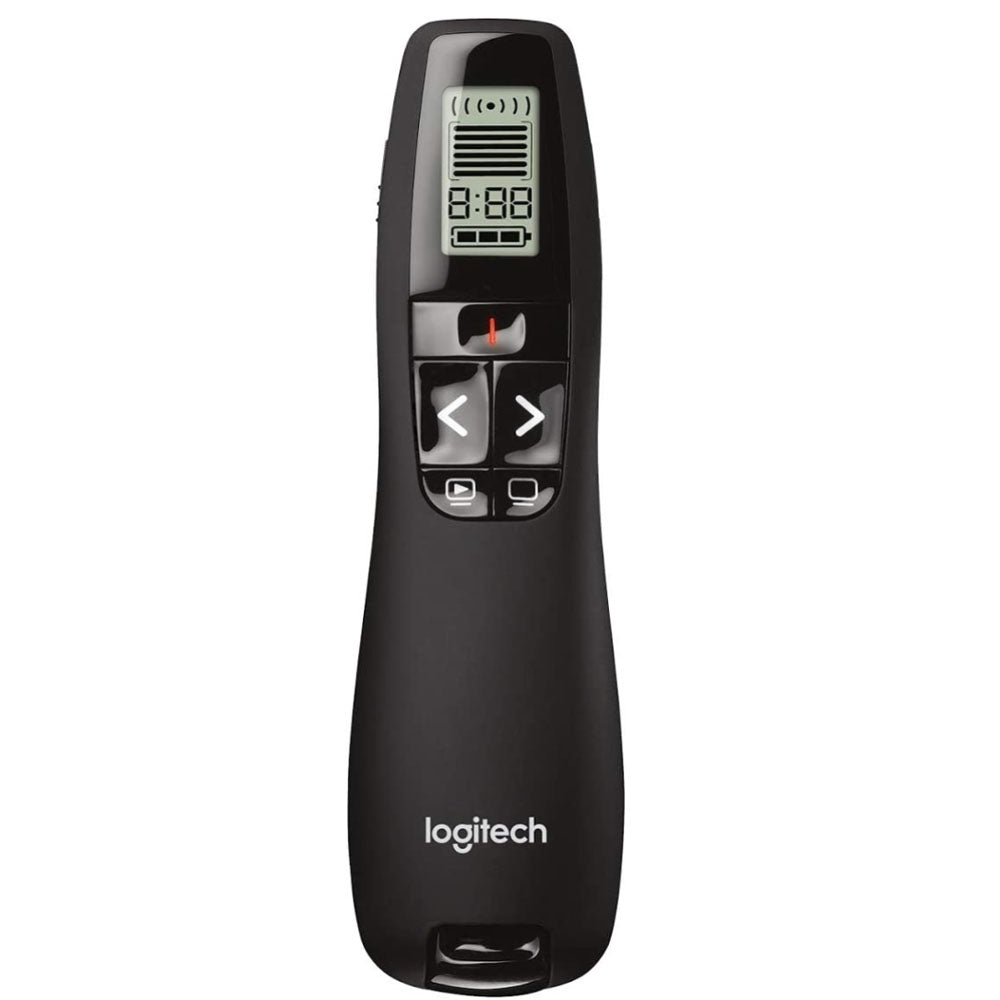 Logitech R800 Professional Presenter Wireless Presentation Clicker Remote with Green Laser Pointer and LCD Display