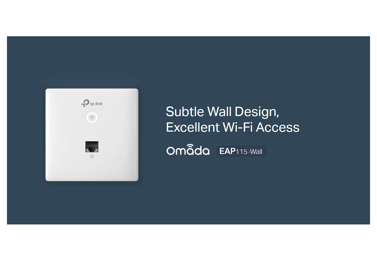TP-Link EAP115-Wall 300Mbps Wireless N Wall-Plate Access Point 2.4GHz with 802.3af PoE, Load Balance, Centralized Management by Omada SDN Controller, Uplink/Downlink RJ45 Port Compatible with EU Standard Junction Box
