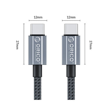 ORICO GQA60 (1m) USB Type C to USB Type C Fast Charging Data Cable Type C 20V/3A PD 60W, 480Mbps Transmission Rate, Type C Nylon-Braided Aluminum Alloy for Smartphones, MacBook, Tablet, PC
