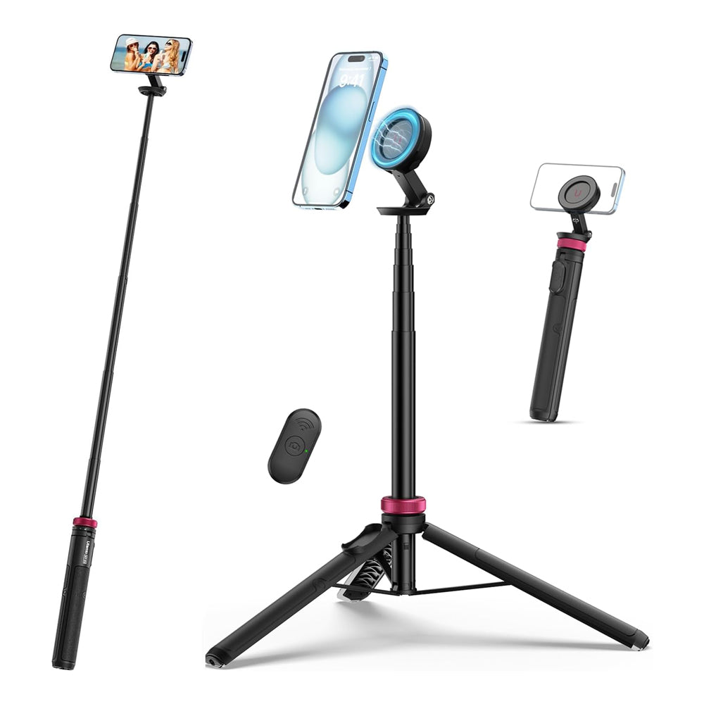 Ulanzi MT-84 MagSafe Magnetic Smartphone Selfie Stick Tripod for iPhone and Other MagSafe Devices - 7-Section Extendable Rod (up to 153cm) for Live Streaming, Vlogging, Photography, and Content Creation | T001