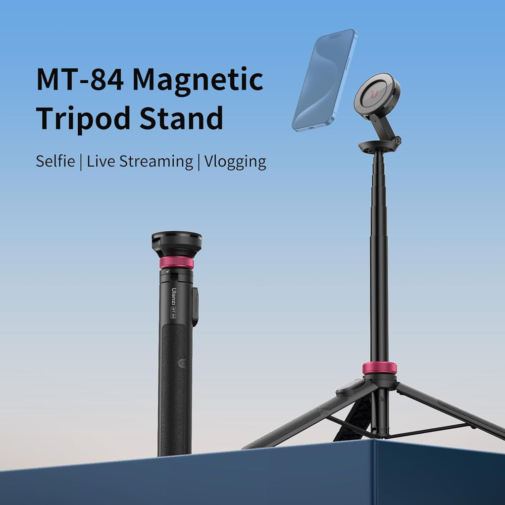 Ulanzi MT-84 MagSafe Magnetic Smartphone Selfie Stick Tripod for iPhone and Other MagSafe Devices - 7-Section Extendable Rod (up to 153cm) for Live Streaming, Vlogging, Photography, and Content Creation | T001